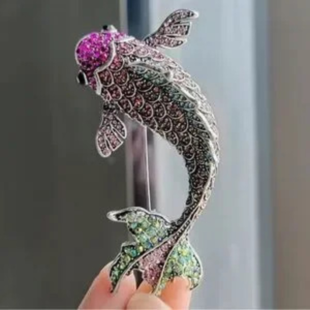 Luxe Crystal Koi Fish Rhinestones Brooch